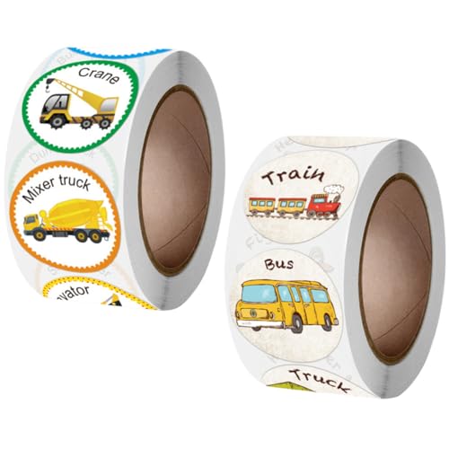 Sosoport 2Rollen Belohnungsaufkleber für Fahrzeugmotiven Selbstklebende Schulbelohnungssticker für Jungen für Verhaltensdiagramme und Lehrerbelohnungen von Sosoport