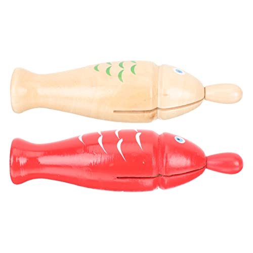 Sosoport 2Sätze Holzfisch Percussion Instrument für Teiliges und Naturholz Fördert Musikalisches Verständnis und Rhythmusgefühl Sicheres Material für Kreatives von Sosoport
