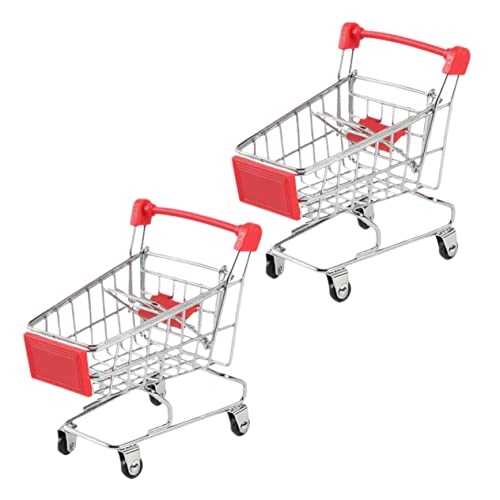 Sosoport 2stücke Mini Einkaufswagen Aus Rote Miniatur Einkaufswagen Für Junge Mädchen Spielzeug Aufbewahrung Und Dekoration Für Und Spielzeugladen Deko von Sosoport
