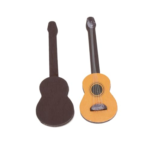 Sosoport 2Stücke Gitarre Holz Ornament Künstliche Musikinstrumente für Puppenhaus und Dekoration für Musikwelt und Kreative Layouts von Sosoport