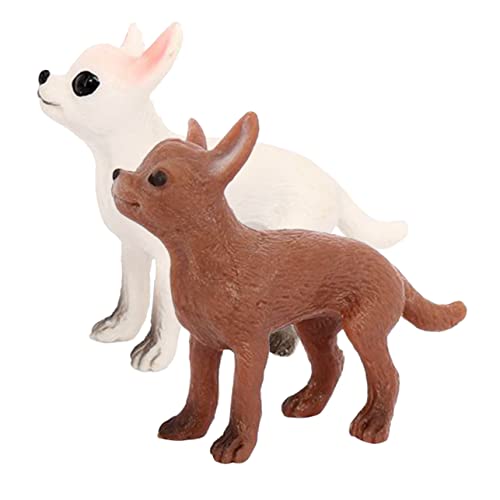 Sosoport Miniatur Hund Figuren 2 Stücke Realistische Chihuahua Modelle für Kinder Dekoration und Lernen Hundefiguren für Schreibtisch und Regal von Sosoport