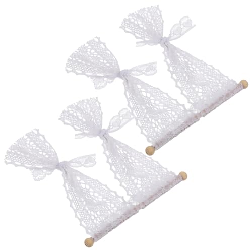 Sosoport 2Stücke Mini Spitzenvorhänge für Puppenhäuser Transparentes Fensterzubehör Realistisches für Szenen Zubehör für Kleine Häuser und Puppenmöbel von Sosoport