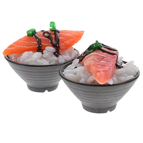 Sosoport 2Stücke Realistische Lebensmittelmodelle Sushi und Rindfleisch Reis für Kinderküche Dekoration Fotografie Requisiten Sicheres Material von Sosoport