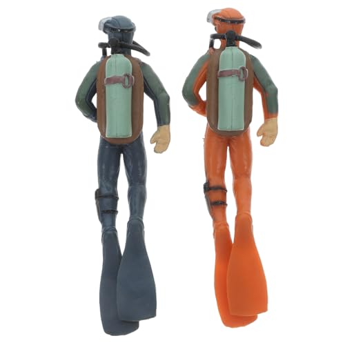 Sosoport 2Stücke Taucherstatuen für Aquarien Lebensechte Dekoration für Fischbehälter Aquariumzubehör Schwimmendes Taucherornament für Fischliebhaber von Sosoport