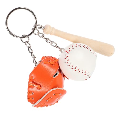 Sosoport 2st Baseball-anhänger Baseball-schlüsselanhänger Für Zubehör Für Baseballschläger Fledermaus-schlüsselanhänger Aus Holz Baseball-partygeschenk Pu-leder Schmücken Sport Fräulein von Sosoport