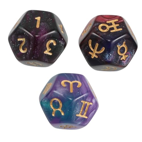 Sosoport 3 Stück 12 Tierkreisspiel Spielwürfelzubehör Tarotkarten Astrologie-Tarot- Konstellationswürfel Weissagung Tierkreis Astrologische Weissagungswürfel Harz von Sosoport