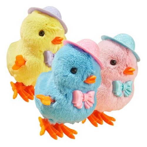 Sosoport 3 Stück Aufzieh Hühnchen für Lustige Springende Küken Spielzeuge und Partygeschenke für Außenbereich von Sosoport
