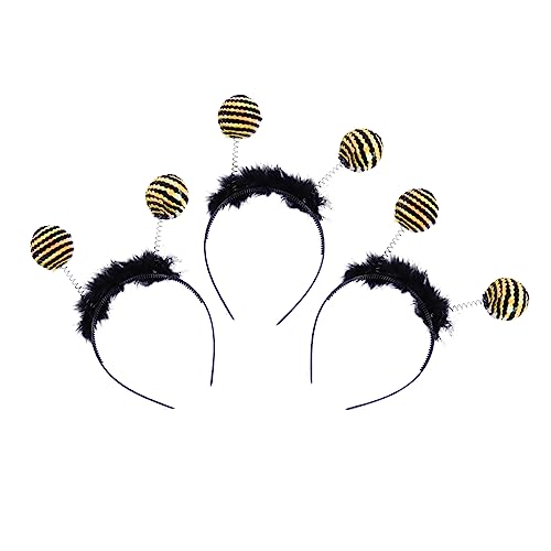 Sosoport 3 Stück Biene Pailletten Stirnband Haarband Erwachsene Party fasching zubehör faschingsaccessoires Bienen-Pailletten-Kopfbedeckung Antennen-Haar-Accessoires Plastik Black von Sosoport