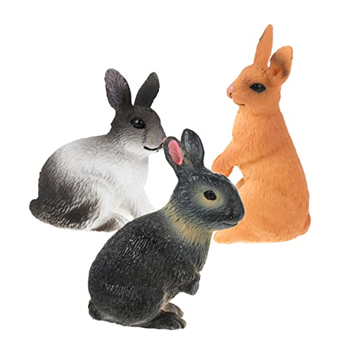 Sosoport 3 Stück Kaninchen-verzierung Kaninchen-simulationsmodell Kaninchen-Modell- Simulationskaninchenfiguren Hasenfigur Ornament Simulations-kaninchenspielzeug Tiermodell Plastik von Sosoport