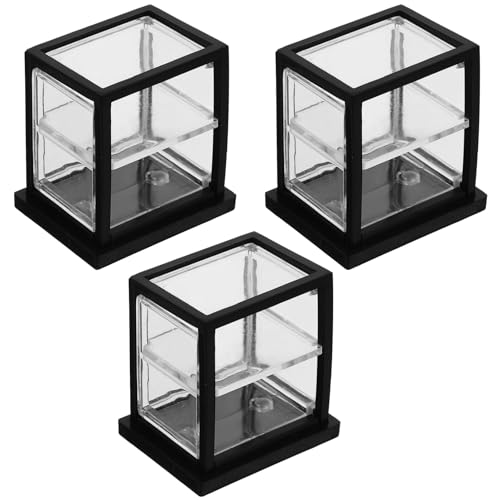 Sosoport 3 Stück Puppenhaus-vitrine Realistisch Winzig Miniatur Anzeige Showcase Klein Für Dekorationen Tortendeko Einschulung Schaufenster Minikühlschrank Mini Bäckerei Vitrine Black Acryl von Sosoport