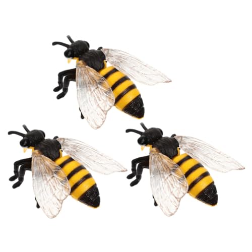 Sosoport 3 Stück Teiliges Realistisches Honigbienen aus Kunststoff Pädagogische Tierfiguren für Förderndes zur Beobachtungsförderung für Wissenschaftsprojekte und Mottopartys von Sosoport