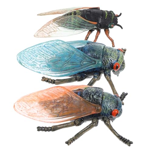 Sosoport 3 Stück Teiliges von Realistischen Cicada Modellen Dekorative Insektfiguren für Lernspielzeug Garten und Tischdekoration Langlebig und Stabil von Sosoport