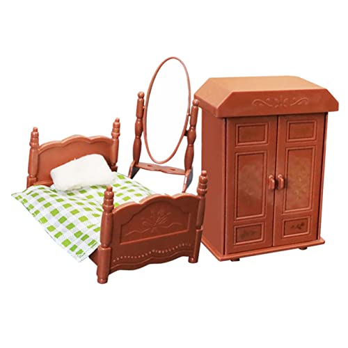Sosoport 3Stücke Teiliges Für Puppenhäuser Realistische Schlafzimmermöbel Aus Bett Und Spiegel Empfindliches Miniaturmodell Für Kreative Spielwelten Sosoport 3Stücke Teiliges Für Puppenhäuser Realistische Schlafzimmermöbel Aus Bett Und Spiegel Empfindliches Miniaturmodell Für Kreative Spielwelten von Sosoport