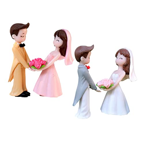 Sosoport 4 Paare Hochzeitspuppendekoration Entzückende Kuchenpuppen Figuren Für Romantische Paare Tischdekoration Paar Puppe Hochzeitstorte Topper Denkmal Fee Marionette Gedenken Pvc Braut von Sosoport