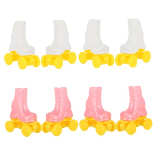 Sosoport 4 Paare Roller Skates Rollschuhe Puppen-Skating-Werkzeug Rollschuh für DIY-Puppe Mini-Schuhe Puppe dekorativer Schlittschuh Miniaturmodell Rollschuh für Puppen DIY Plastik von Sosoport