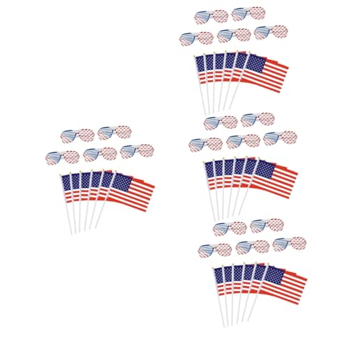Sosoport 4 Sätze Flag-Brille Flaggenbanner US-Flagge auf Stick amerikanische Flagge geschenke für den einzug schnapsgläser kleine Fahnen Nationalflaggen und Brillen Mini schmücken Kleidung von Sosoport