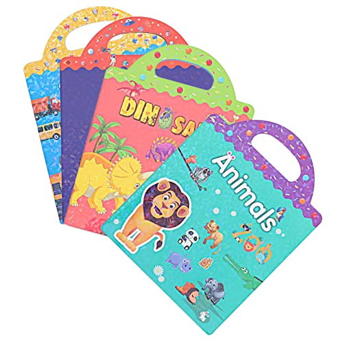 Sosoport 4 Sätze Kreatives Stickerbuch Teilig Wiederverwendbare Aufkleber für Tiere Dinosaurier für Lernspiele und Frühkindliche Bildung Fördert Kreativität und Interaktion von Sosoport