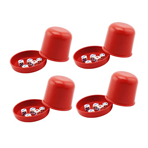Sosoport 4 Sätze Würfel Würfelbecher Rot Jumbo Würfelspiel Würfelstapelbecher Würfel mit Becher Und Würfelbecher mit Deckel Bar Würfelbecher Würfel Behälter Würfeltablett von Sosoport