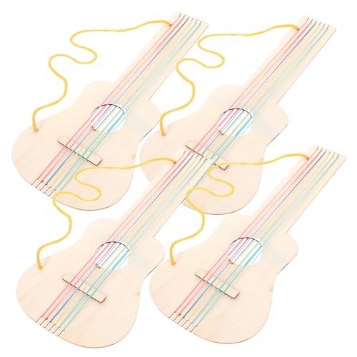 Sosoport Gitarrenbasteln Für Kinder 4 Unbemalte Holzgitarren Musikinstrumente Für Jungen Und Mädchen von Sosoport