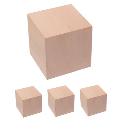 Sosoport 4 Stück Bausteine ​​Lehrmittel für quadratische Holzblöcke Holzhandwerk Leere Holzwürfel Vorschulspielzeug Holzklötze Bauen Kinderspielzeug hölzern Khaki von Sosoport
