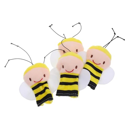 Sosoport 4 Stück Biene Fingerpuppe Fingerspielzeug Fingerpuppen Fingerpuppen Tier Handpuppe Kleinkind Fingerpuppen Weiche Fingerpuppen Finger Tiere Puppen Plüsch von Sosoport