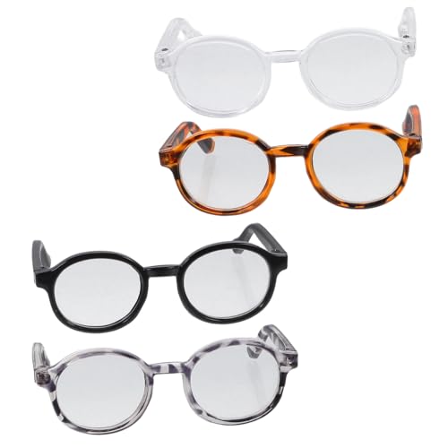 Sosoport 4 Stück Brillen Cosplay Party Zubehör Mini Puppenhaus Zubehör Puppenkostüm Zubehör Mini Brille Puppe Ankleidebrille Mini Puppen Kostüm Zubehör Puppenhaus Basteln von Sosoport