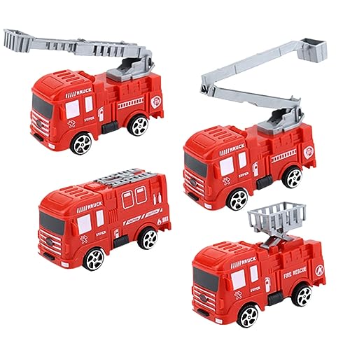 Sosoport 4 Stück Feuerwehrauto Feuerwehrauto Geburtstagsdekorationen Spielzeugautos Auto Spielzeugautos Kinderspielzeug Lastwagen Feuerwehrauto Modellspielzeug Feuerwehrauto von Sosoport