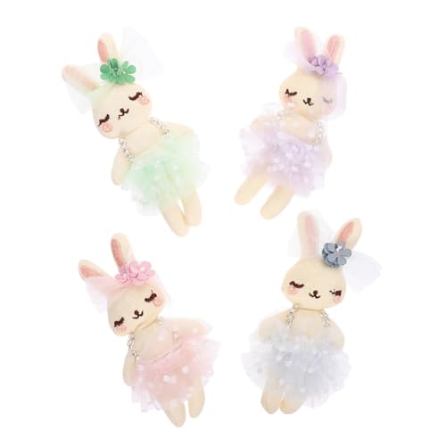 Sosoport 4 Stück Kaninchenpuppe Gefüllter Hasenplüsch Kaninchenspielzeug DIY-Stirnband-Kaninchen-Ornament Hase Gastgeschenke Kleine Hasenpuppe -stofftier Plüschkaninchen Pp Baumwolle von Sosoport