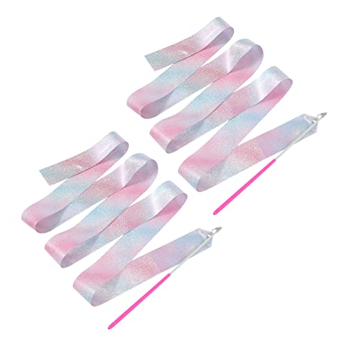 Sosoport 4 Stück Kinder-Bänder künstlerisch wirbelnde Bänder Mini-Spielzeug tanzband Kinder Tanzband für Kinder Schleife Versorgung durchführen zartes Band Stromer schmücken Polyester Rosa von Sosoport