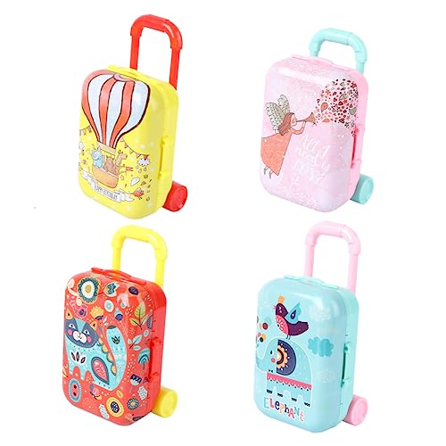 Sosoport 4 Stück Kinderspielhaus Spielzeugauto Trolley Koffer Mini Gepäck Kinderkoffer Simulation Trolley Aufbewahrungsbehälter Trolley Abs Kunststoff von Sosoport