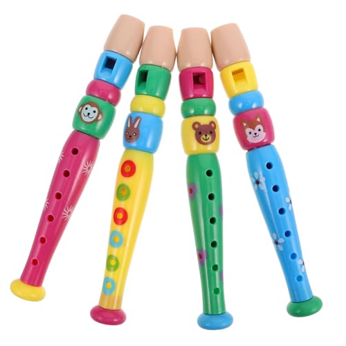 Sosoport 4 Stück Klarinette für für Flöteninstrument Blockflöte Kinderspielzeug Musikinstrument Kindersichere Klarinette aus Holz Klarinettenfigur Plastik von Sosoport