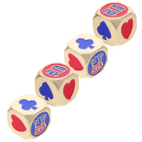 Sosoport 4 Stück Metall Poker Würfel Tischspiel Zubehör für Partys und Brettspiele Langlebig und Wiederverwendbar für Bar und Familienfeiern von Sosoport