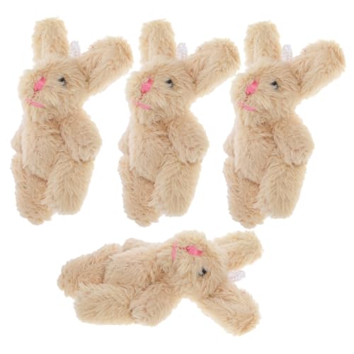 Sosoport 4 Stück Mini Plüschkaninchen Deko Niedliche Häschen Figuren für Puppenhaus und Schreibtisch Hochwertige Dekoration Kuschelige Tierornamente für Ostern und Gastgeschenke von Sosoport