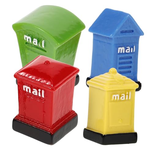 Sosoport 4 Stück Miniatur Postkasten Deko für Mikro Landschaften DIY Mini Haus Dekoration für Puppenhaus Zubehör und Büroaccessoires von Sosoport