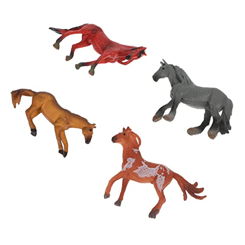 Sosoport 4 Stück Pferdemodell Pferde Miniatur kleine Pferdeskulptur Pferdestatue spielzeugpferd Horse Toy Pferdefiguren Desktop-Pferdespielzeug Plastik von Sosoport