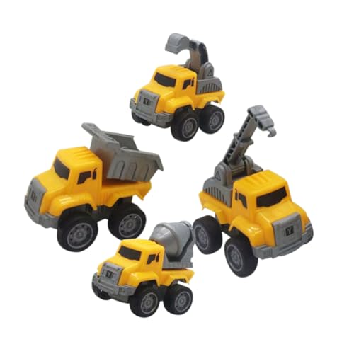 Sosoport 4 Stück Pull Back Engineering Fahrzeug Lkws Spielzeugautos Für Jungen Autospielzeug Mini Pull Back Truck Für Kleinkinder Reibungsbetriebener Kleiner LKW Pull Back Truck von Sosoport