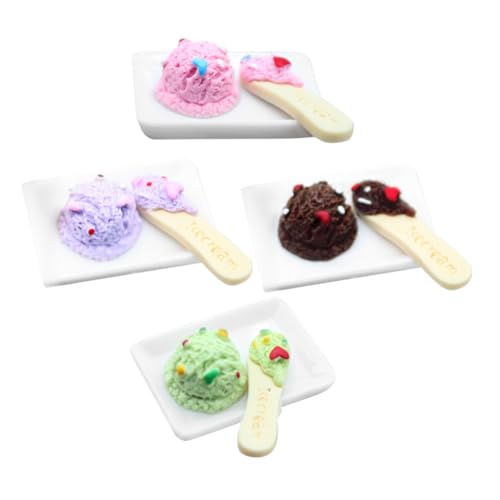 Sosoport 4 Stück Puppenhaus- Mini Eiscreme Simulationseis Vorgeben Entzückendes Puppeneis Kawaii Winziges Puppeneis Verschleißfestes Kleines Kinderbedarf Harz von Sosoport