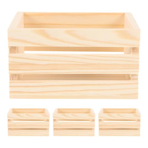 Sosoport 4 Stück Puppenhaus-Miniatur-holzkisten, Kleine Kisten Für Mini- -zubehör, Puppenhaus-aufbewahrung, Holzkörbe Für Miniatur-supermarkt, Lebensmittel- Und Getränke-Display von Sosoport