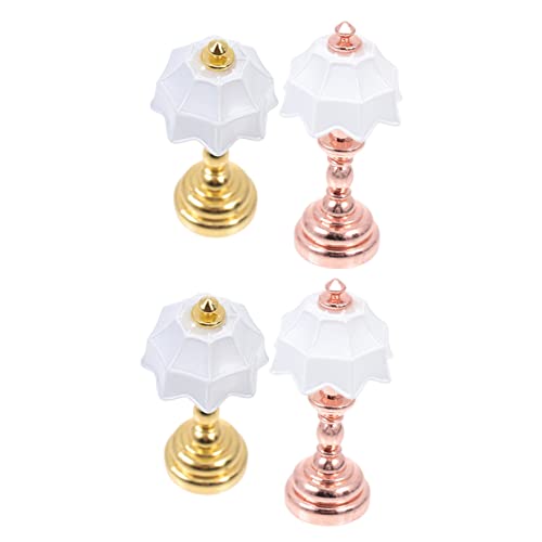 Sosoport 4 Stück Puppenstuben-tischlampe Puppenhauszubehör Nachttisch Schlafzimmer Häuser Bett Szene Lampen Puppenhaus Led-licht Puppenhauslichter Winzig Miniatur Klein Eisen von Sosoport