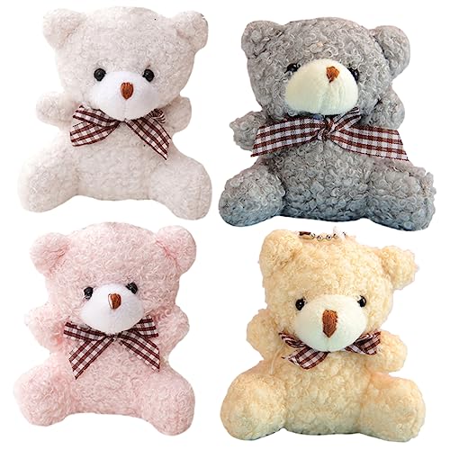 Sosoport 4 Stück Schlüsselanhänger Zahlen Kuscheltier Tragen Schultaschen-anhänger Entzückender Bärenpuppenanhänger Bär Hängende Dekoration Cartoon-bär-anhänger Rucksackzauber Plüsch von Sosoport