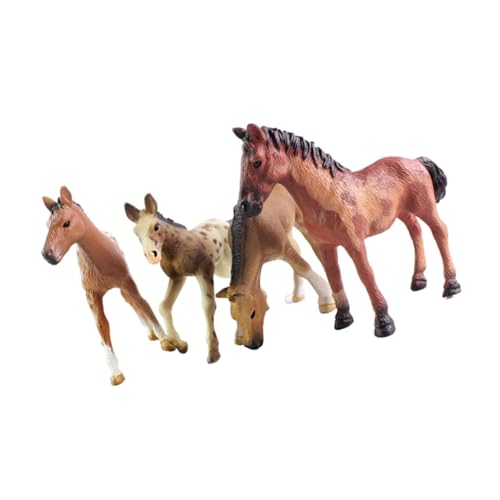 Sosoport 4 Stück Simulierte Pferdesspielzeug Simulationspferdespielzeug Pferdemodell Miniatur Kinderspielzeug Heimdekoration Pferdefigur Plastik Brown von Sosoport