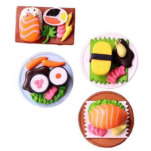 Sosoport 4 Stück Simuliertes Japanisches Sushi Gefälscht Sushi Mini - Sushi-Miniatur Sushi Gehen Realistisches Japanisches Essen Kleine Sushi-Dekoration Mini-Sushi-Dekoration PVC von Sosoport