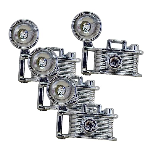 Sosoport 4 Stück Vintage -kameramodell Mini Miniatur Mini-zubehör Winzig Klein Mini -Kamera Kamera Zubehör Alte Kamera Vintage Wohnkultur Kleine Retro-Kamera Prop-Kamera Legierung Silber von Sosoport