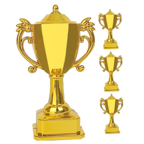Sosoport 4 Teiliges Puppenhaus Mini Goldtrophäenmodell 4 Teilige Trophäen Winzige Miniaturen Lustig Für Kleine Preisturniere Dekorative Puppen Mini Trophäe Wettbewerbstrophäe von Sosoport
