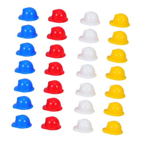 Sosoport Miniatur Bauhelm 40 Stücke für Puppen Kunststoff Sicherheitshelm Tortenaufsatz und Party Dekoration für Miniaturpuppen und Haustiere von Sosoport