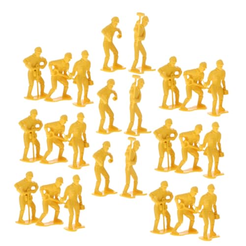 Sosoport 45 Stück Miniaturfiguren Set mit Ingenieurarbeitern Werkzeugmodellen Realistische Bauarbeiter Figuren für Kreative Spielideen von Sosoport