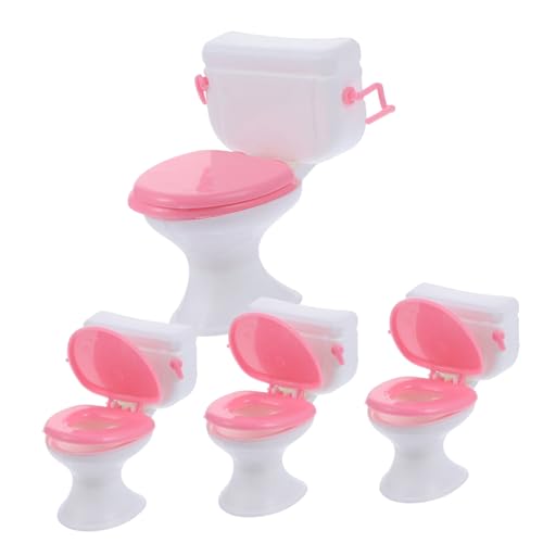 Sosoport 4Stücke Badezimmeraccessoires Dekorative Mini Toiletten Modelle Für Puppenhäuser Minispielzeug Ca Zubehör Für DIY Puppenhaus von Sosoport