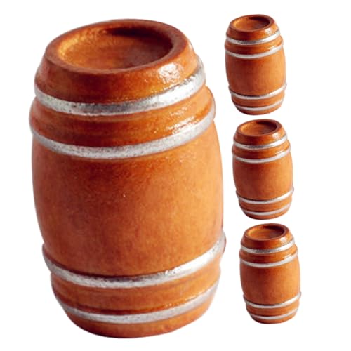 Sosoport 4Stücke Bierfässer Aus Holz Puppenhaus Zubehör Mini Weinfass Dekoration Mini Holzfass Für Mini Vintage Bierfass Modelle Puppenstube Zubehör von Sosoport