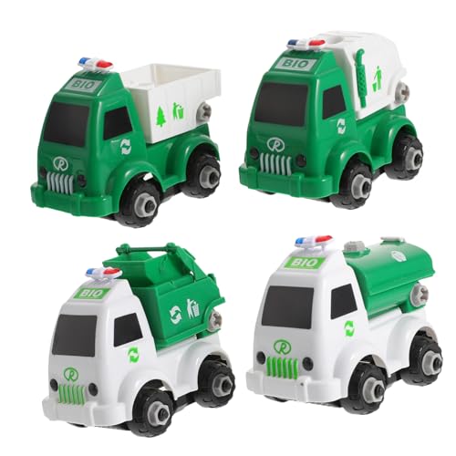 Sosoport 4 Stücke Kinder Müllwagen Spielzeug Abnehmbares LKW Spielzeug Pädagogisches Auto für Kinder Handwerkskunst Fördert Kreativität und Sozialisation von Sosoport