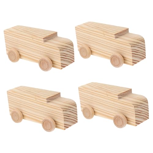 Sosoport 4Stücke Handbemalte Holzspielzeuge Mini Autos Für Kindergarten DIY Malmodell Zum Kreativen Gestalten Und Malspielzeug von Sosoport